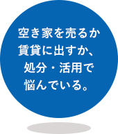 空き家を売るか賃貸に出すか、処分・活用で悩んでいる。